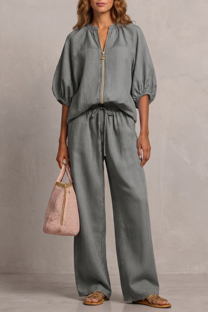 Aurellia – Relaxed zip-front comfort – Trouser set