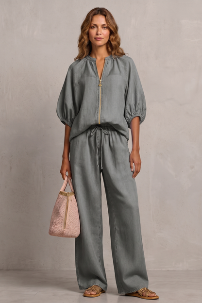 Aurellia – Relaxed zip-front comfort – Trouser set