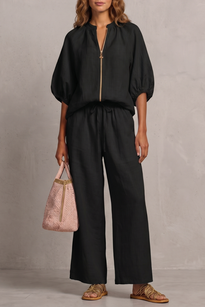 Aurellia – Relaxed zip-front comfort – Trouser set