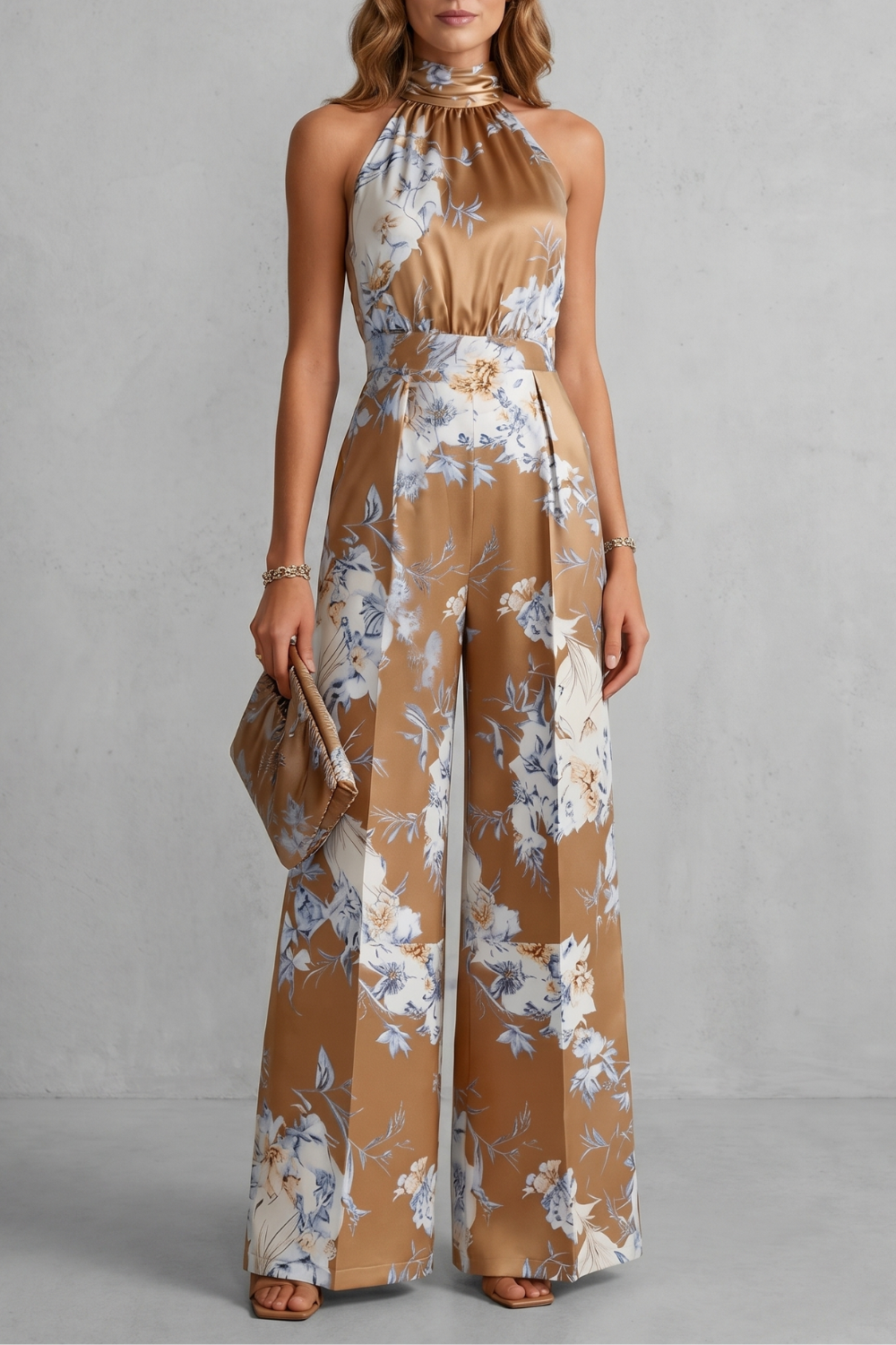 Aurelline – Romantic floral print – Halter jumpsuit