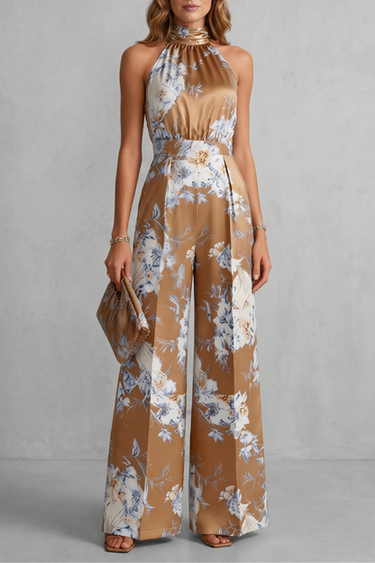 Aurelline – Romantic floral print – Halter jumpsuit