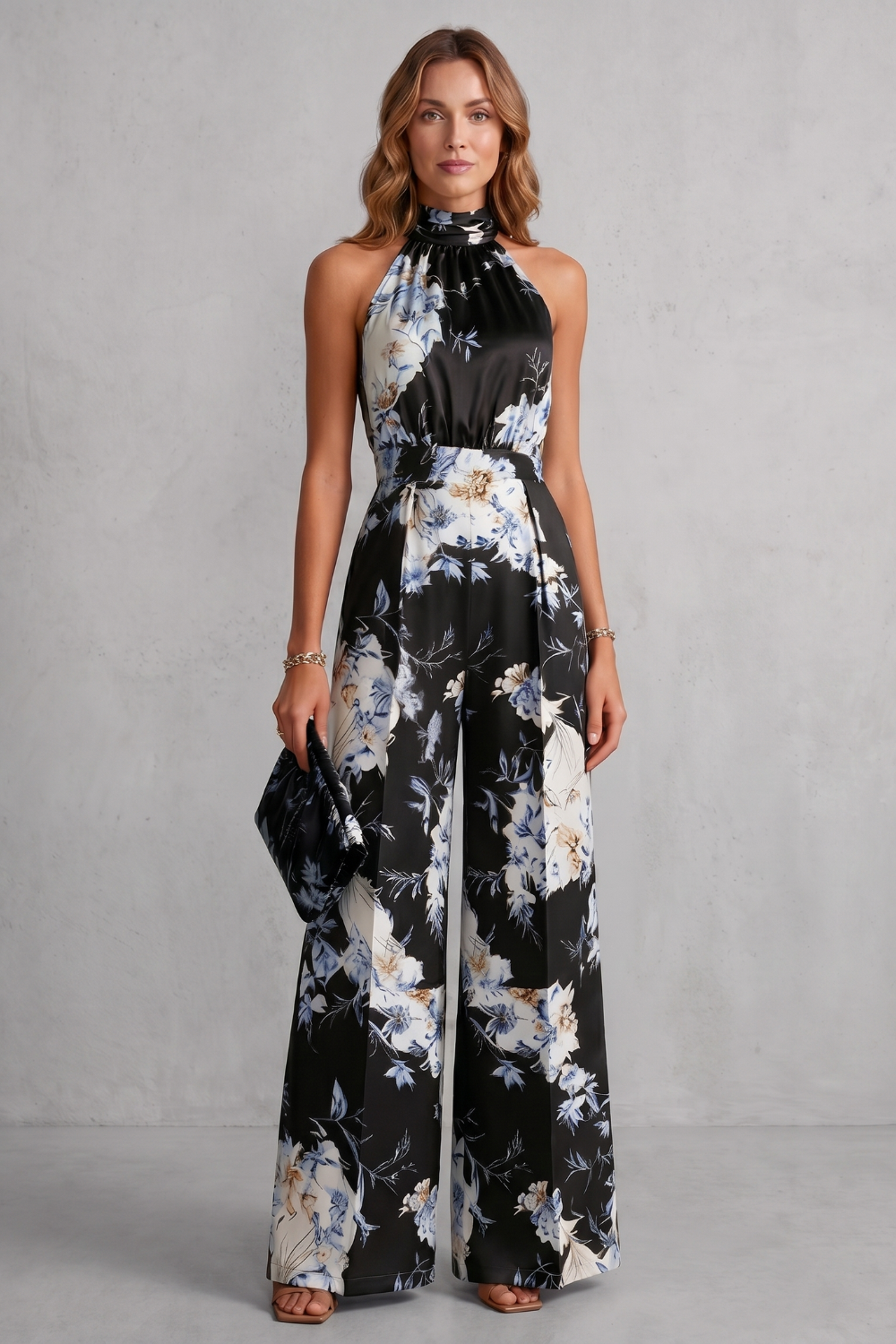 Aurelline – Romantic floral print – Halter jumpsuit