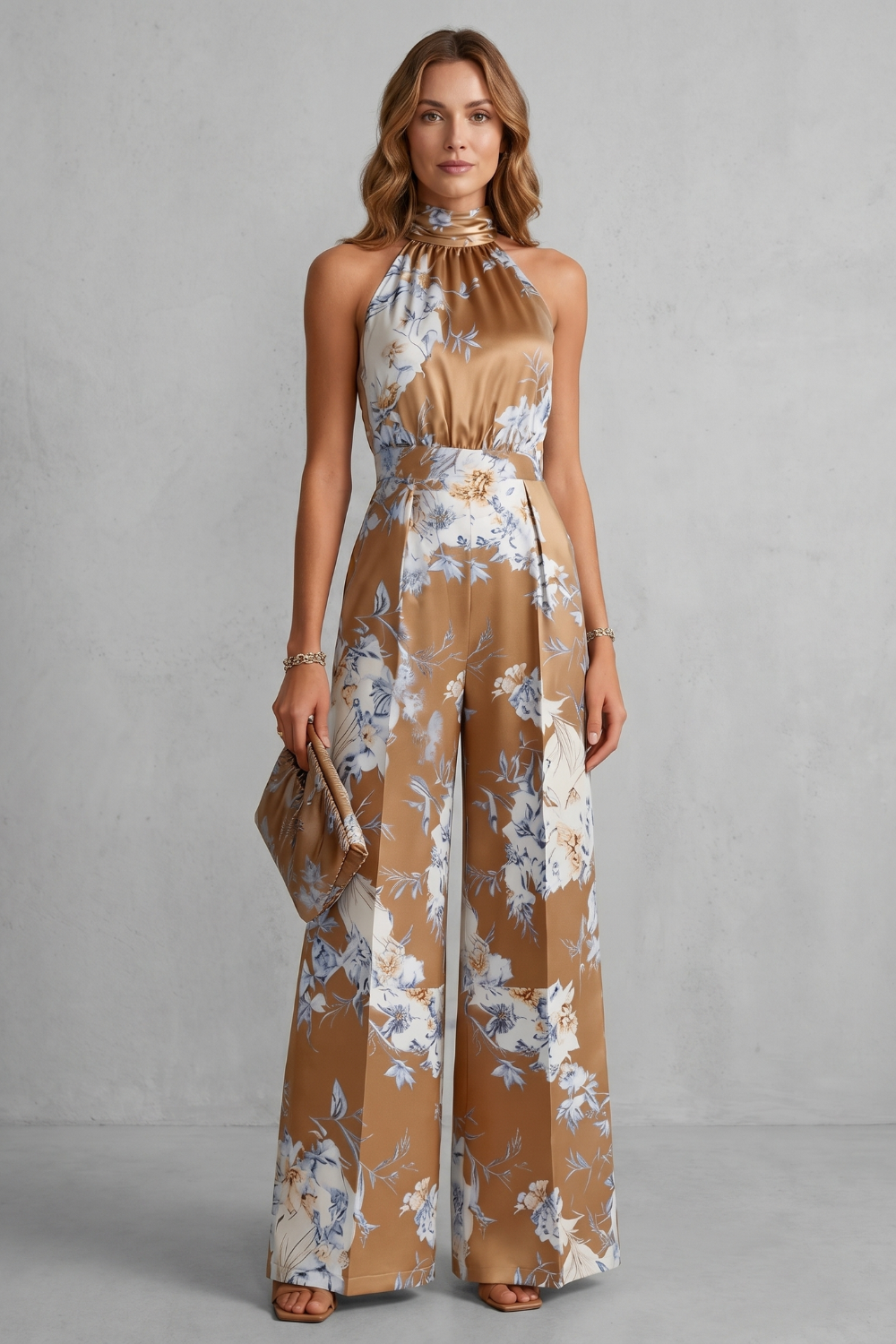 Aurelline – Romantic floral print – Halter jumpsuit