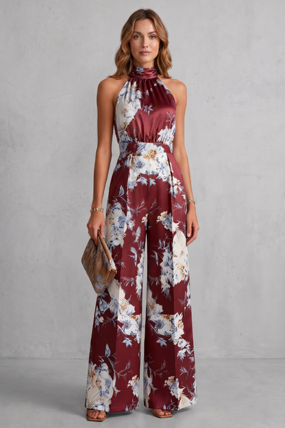Aurelline – Romantic floral print – Halter jumpsuit