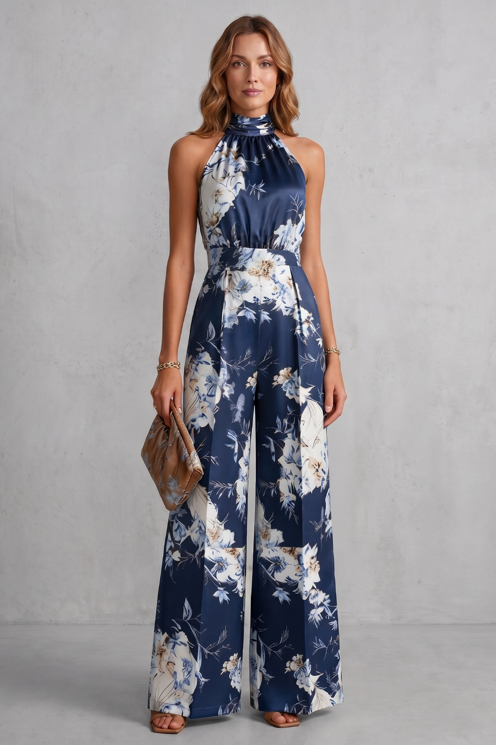 Aurelline – Romantic floral print – Halter jumpsuit