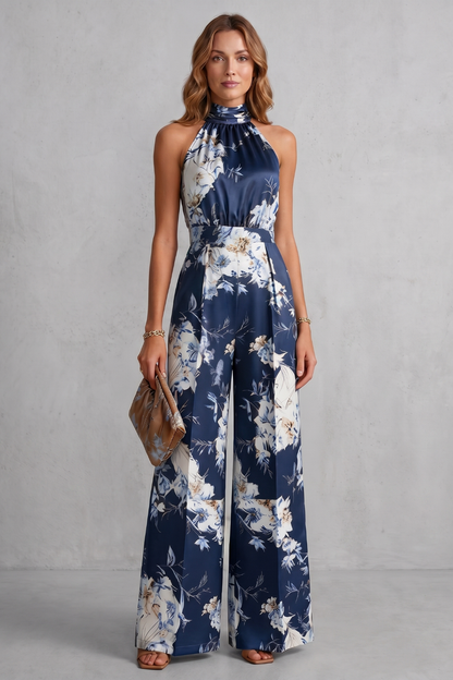 Aurelline – Romantic floral print – Halter jumpsuit