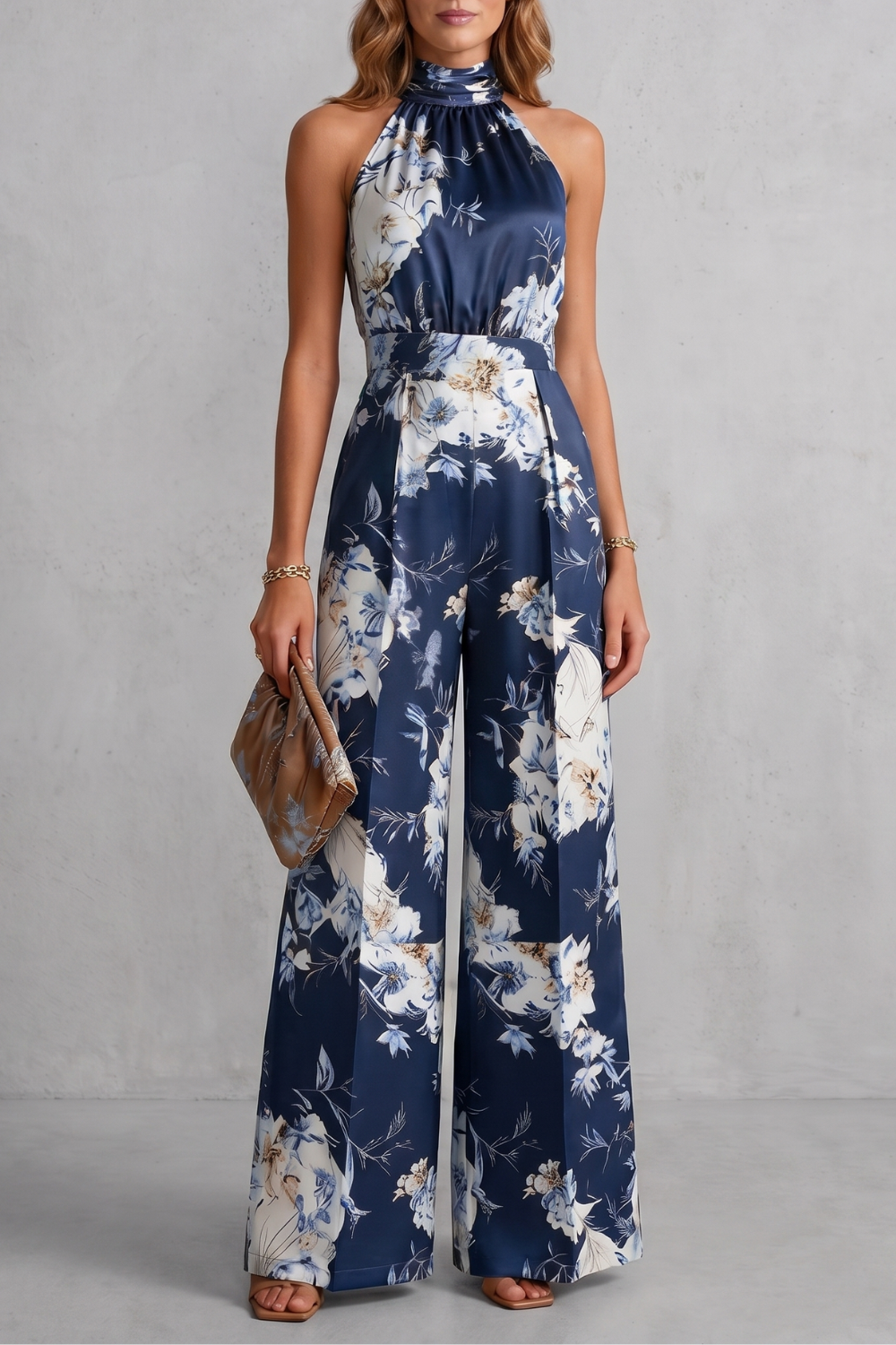 Aurelline – Romantic floral print – Halter jumpsuit