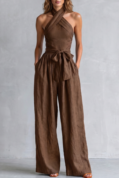 Aveline – Cross-halter sophistication – Wide-leg jumpsuit