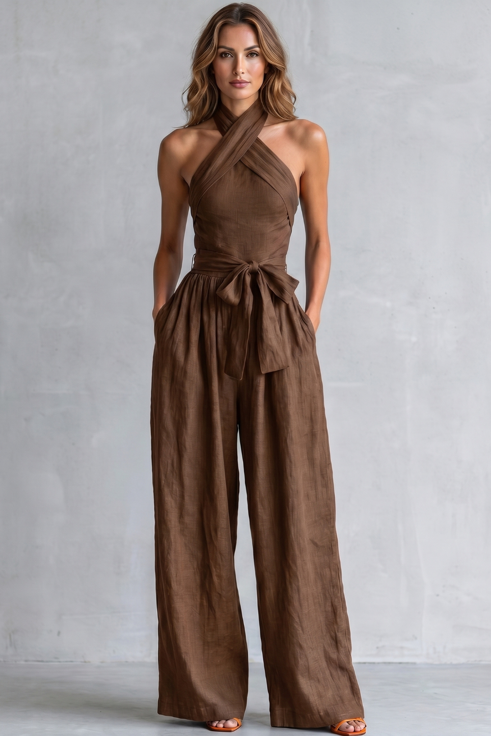 Aveline – Cross-halter sophistication – Wide-leg jumpsuit