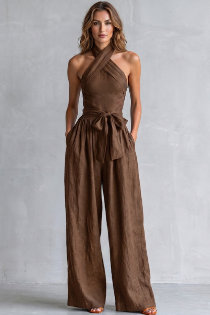 Aveline – Cross-halter sophistication – Wide-leg jumpsuit