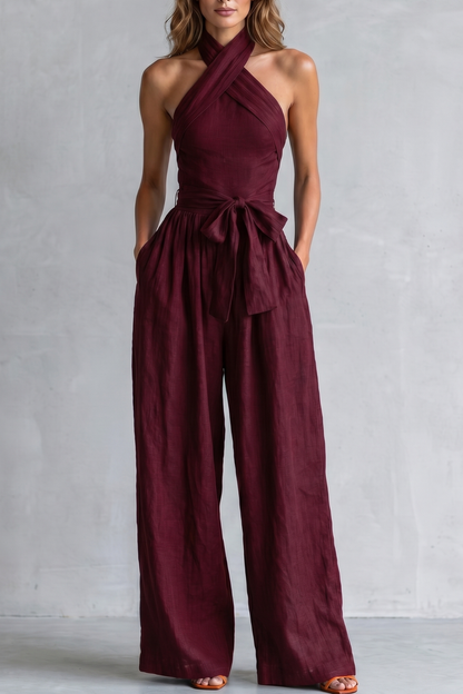 Aveline – Cross-halter sophistication – Wide-leg jumpsuit