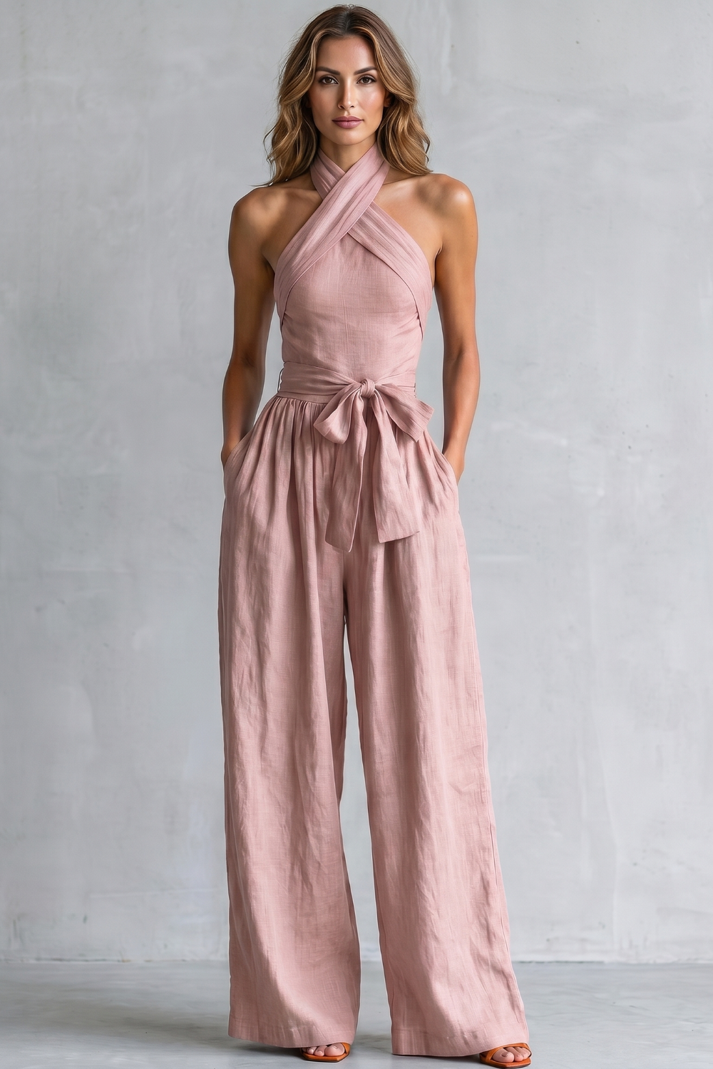 Aveline – Cross-halter sophistication – Wide-leg jumpsuit