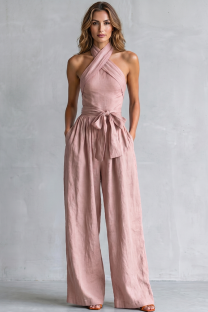Aveline – Cross-halter sophistication – Wide-leg jumpsuit