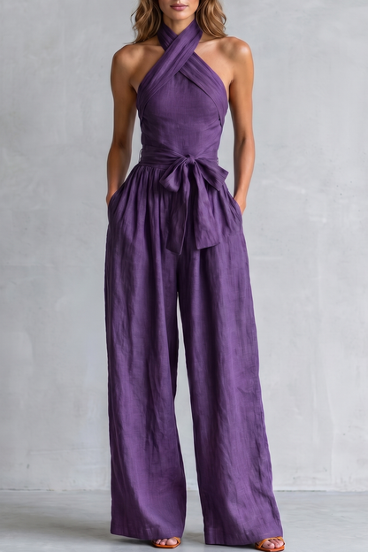 Aveline – Cross-halter sophistication – Wide-leg jumpsuit