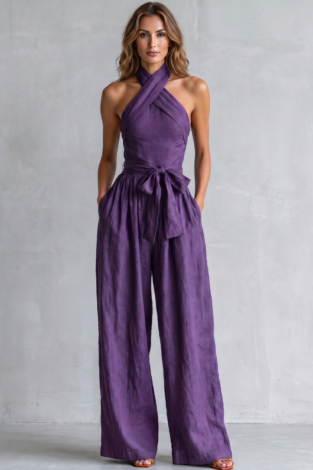 Aveline – Cross-halter sophistication – Wide-leg jumpsuit