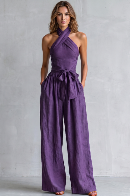 Aveline – Cross-halter sophistication – Wide-leg jumpsuit