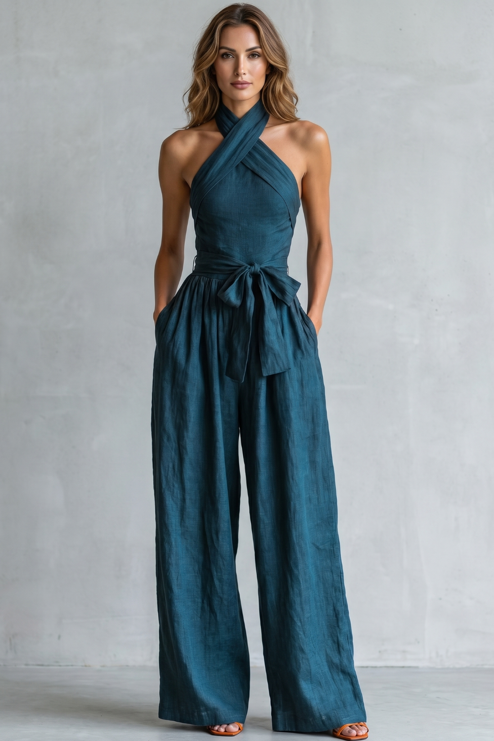 Aveline – Cross-halter sophistication – Wide-leg jumpsuit
