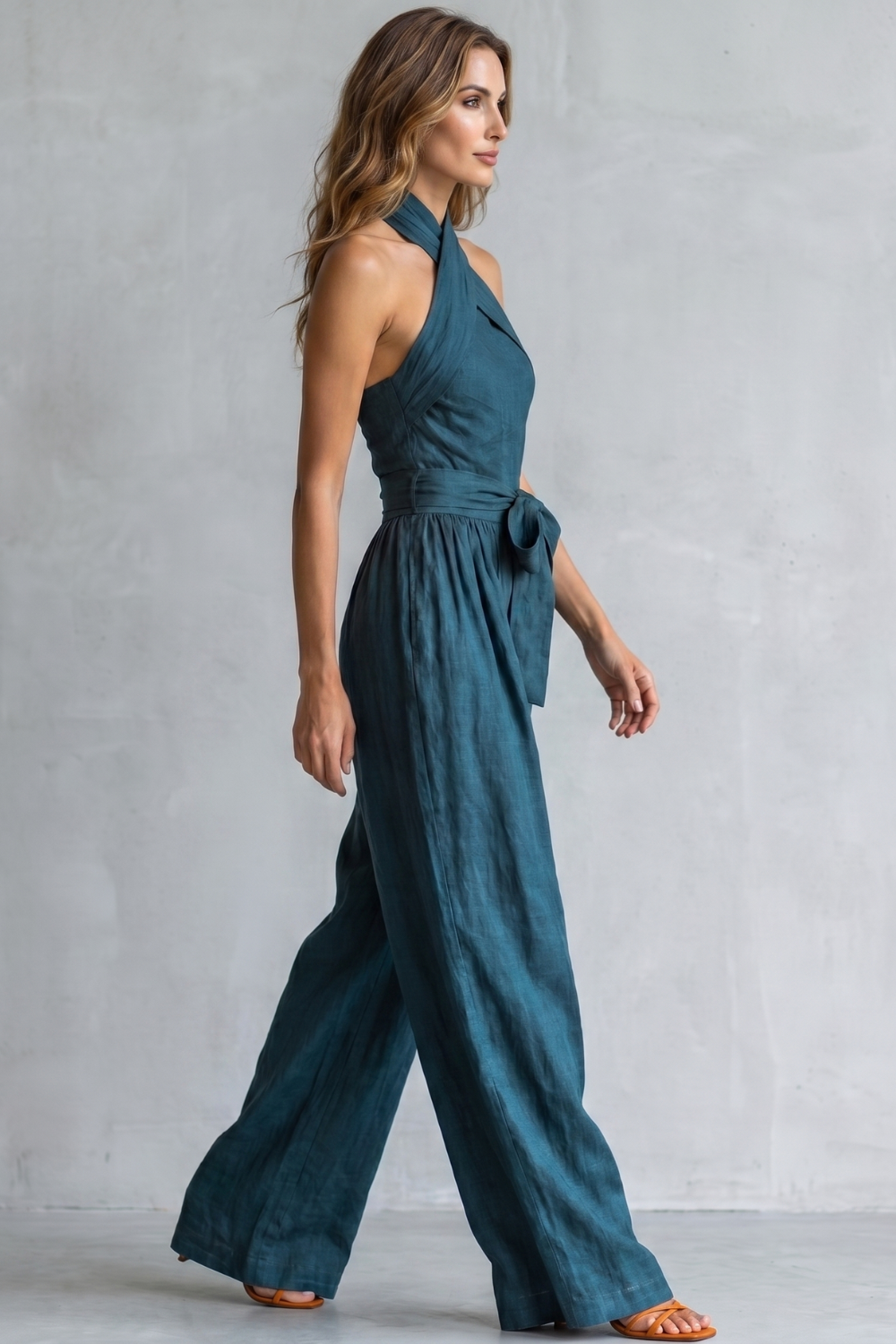 Aveline – Cross-halter sophistication – Wide-leg jumpsuit