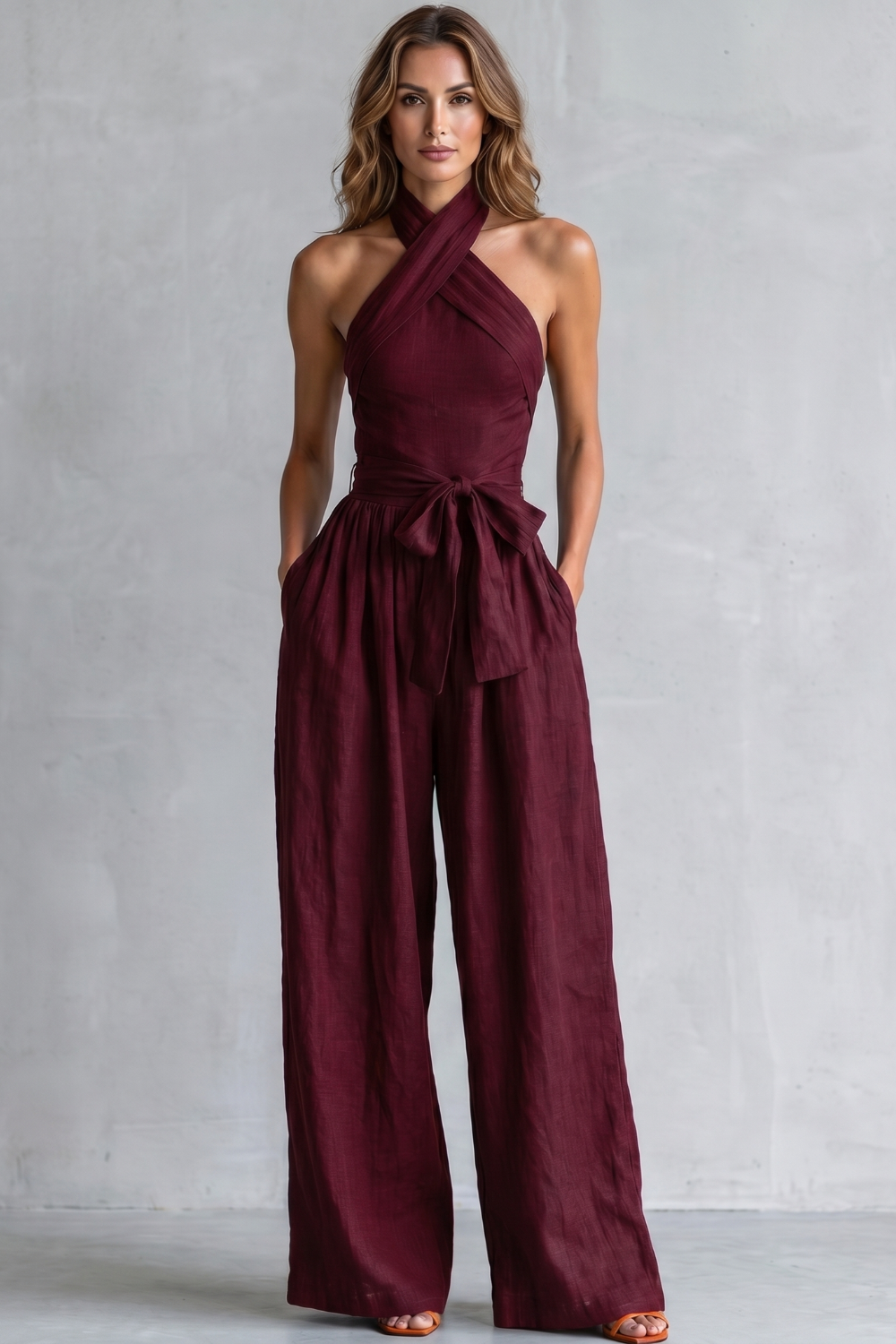 Aveline – Cross-halter sophistication – Wide-leg jumpsuit