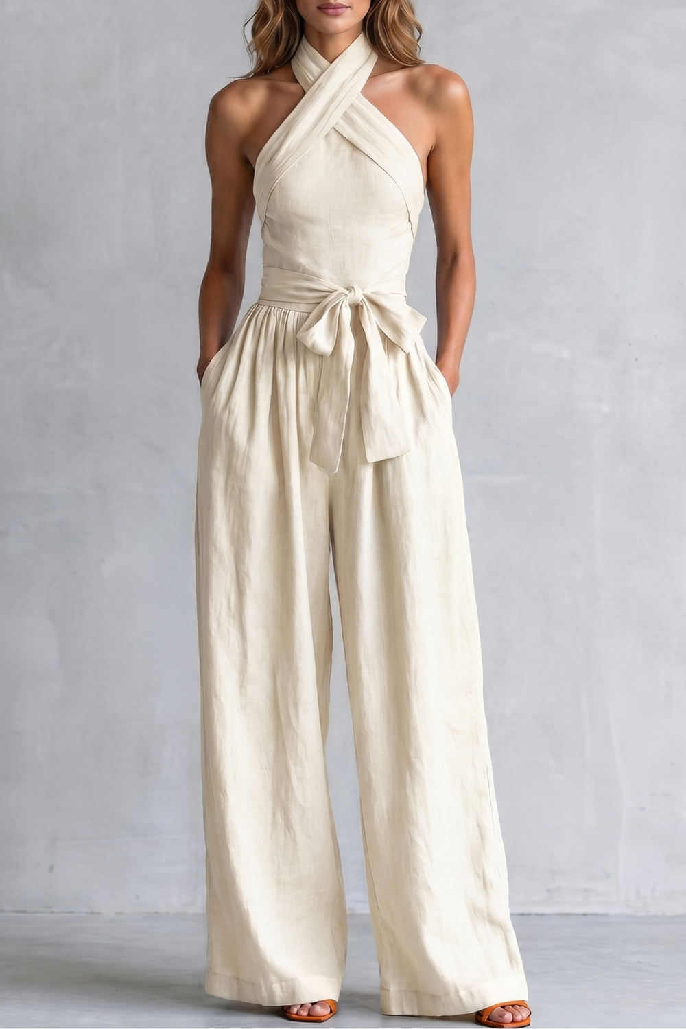 Aveline – Cross-halter sophistication – Wide-leg jumpsuit