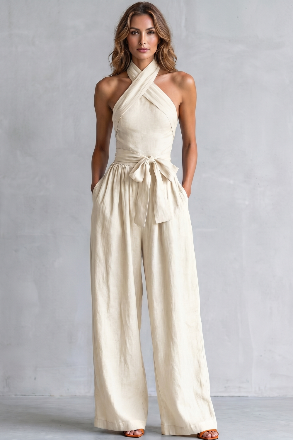 Aveline – Cross-halter sophistication – Wide-leg jumpsuit