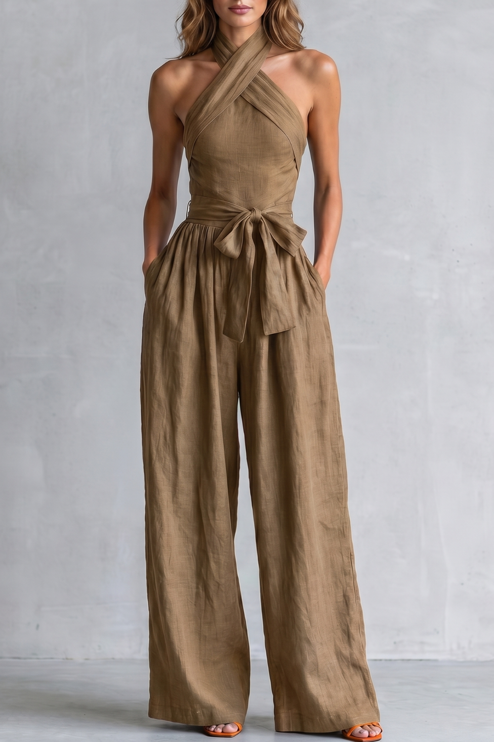 Aveline – Cross-halter sophistication – Wide-leg jumpsuit