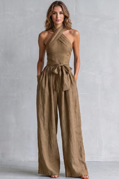 Aveline – Cross-halter sophistication – Wide-leg jumpsuit