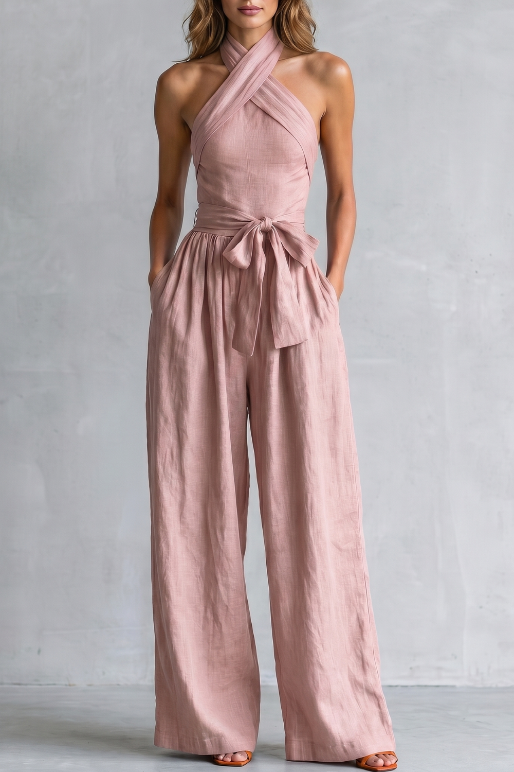 Aveline – Cross-halter sophistication – Wide-leg jumpsuit