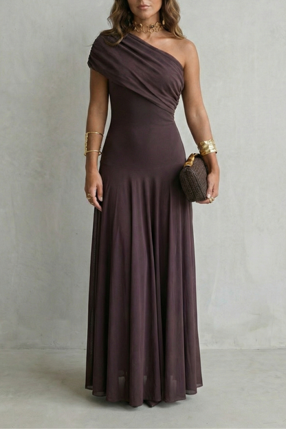Bellamare – Elegant draped neckline – One shoulder maxi dress