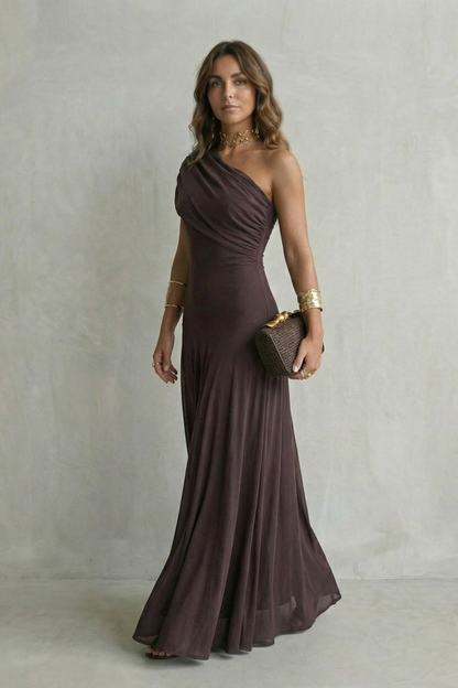 Bellamare – Elegant draped neckline – One shoulder maxi dress