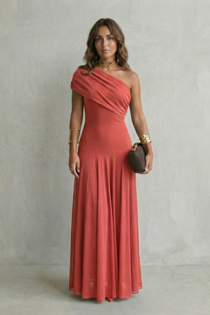 Bellamare – Elegant draped neckline – One shoulder maxi dress