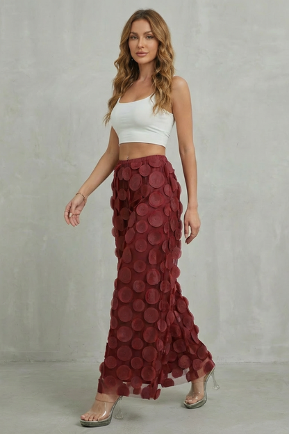 Bellaria – 3D circle appliqué – Wide-leg trousers
