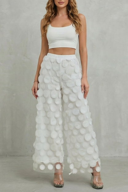 Bellaria – 3D circle appliqué – Wide-leg trousers