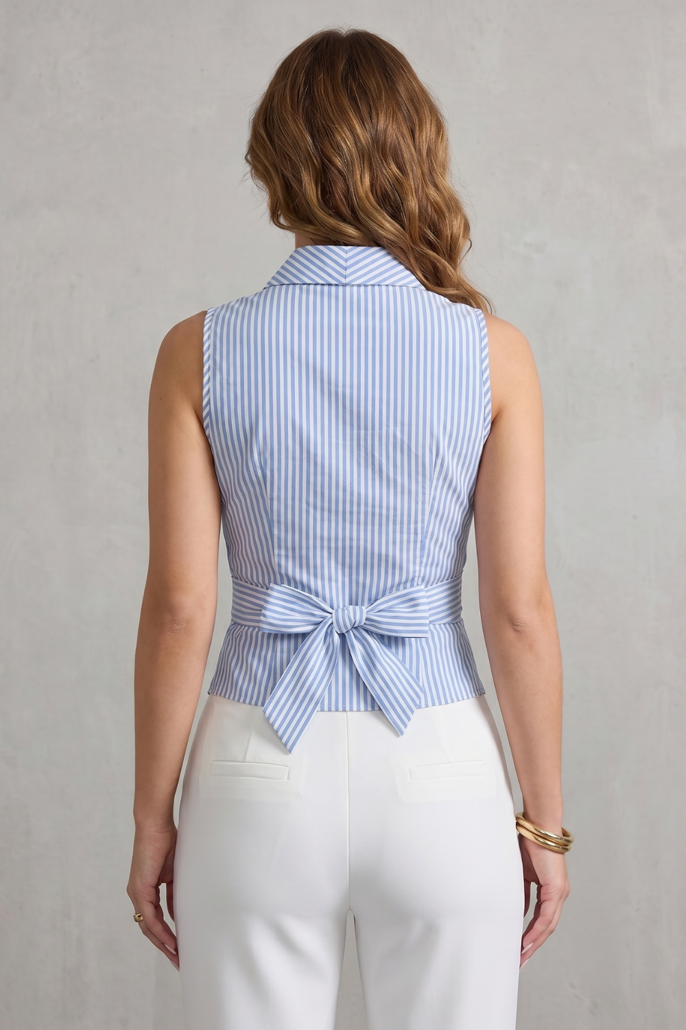 Bellavere – Striped wrap silhouette – Sleeveless blouse