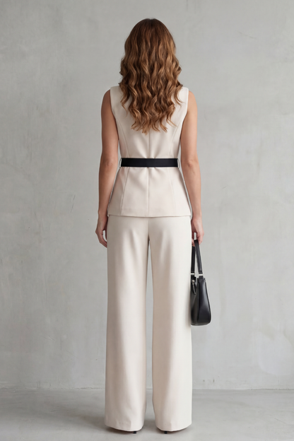 Bellavive – Two-tone lapel – Sleeveless trouser suit