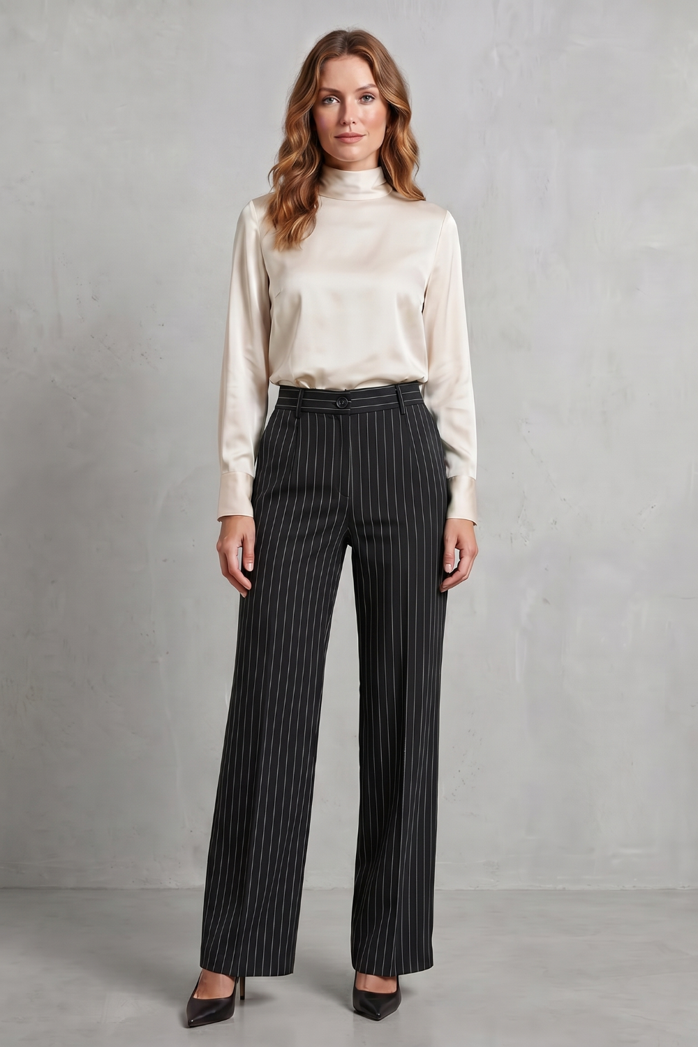 Belloire – Refined pinstripe elegance – Wide-leg trousers