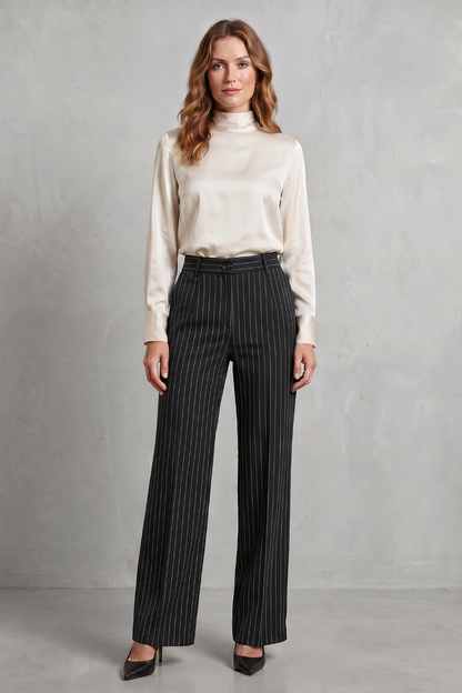 Belloire – Refined pinstripe elegance – Wide-leg trousers