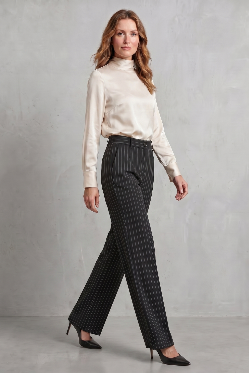 Belloire – Refined pinstripe elegance – Wide-leg trousers