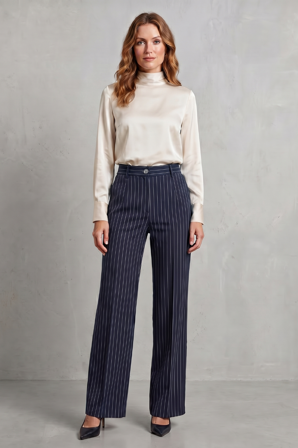 Belloire – Refined pinstripe elegance – Wide-leg trousers