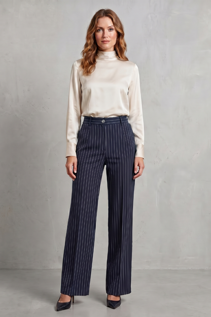 Belloire – Refined pinstripe elegance – Wide-leg trousers