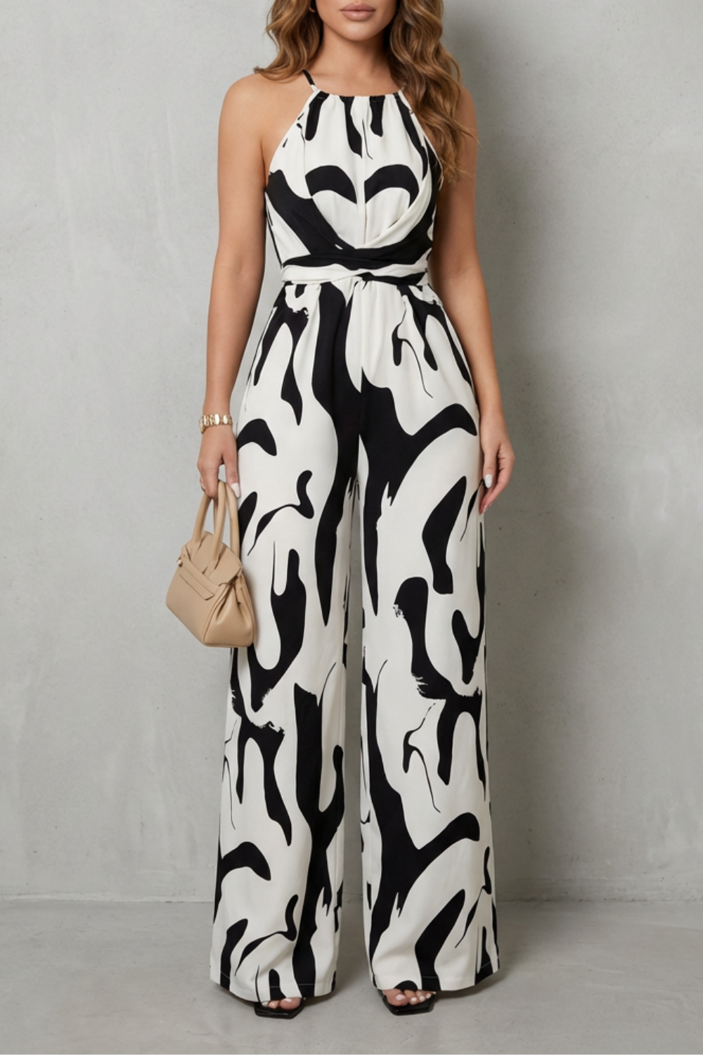 Calivana – Abstract print halter – Wide-leg jumpsuit