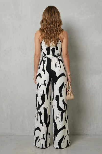 Calivana – Abstract print halter – Wide-leg jumpsuit