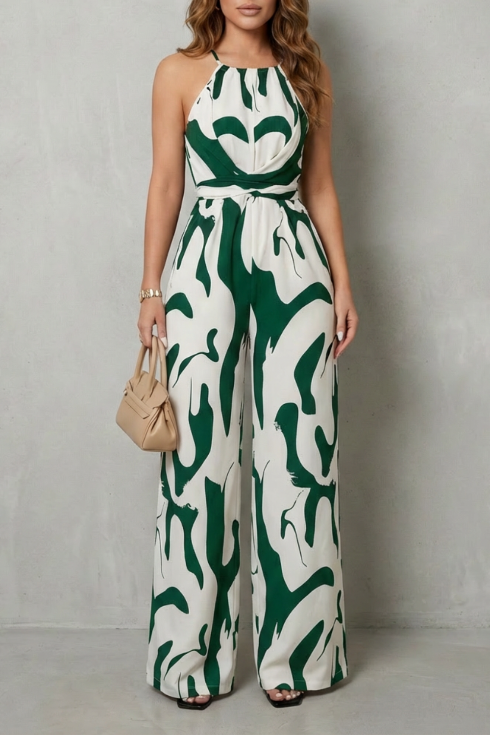 Calivana – Abstract print halter – Wide-leg jumpsuit