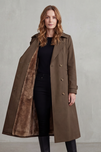 Carletta – Faux fur-lined trench – Double-breasted winter coat