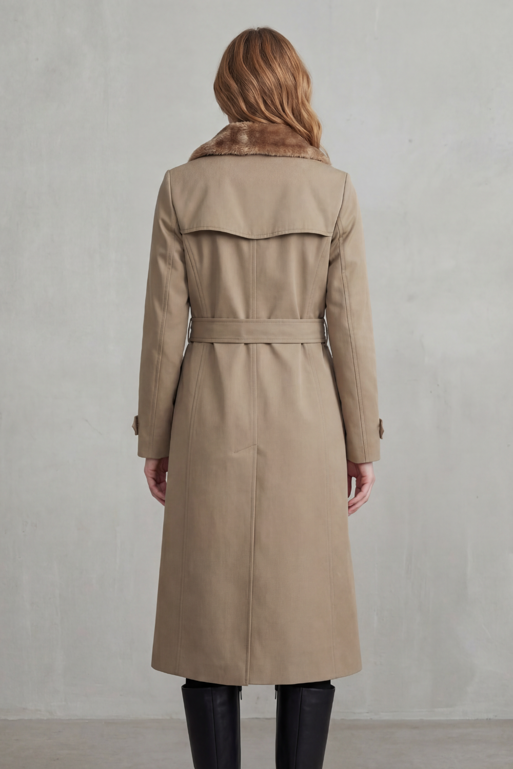 Carletta – Faux fur-lined trench – Double-breasted winter coat