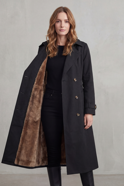 Carletta – Faux fur-lined trench – Double-breasted winter coat