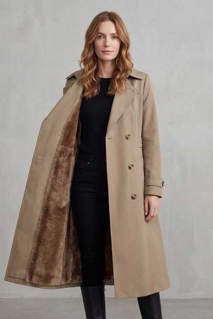 Carletta – Faux fur-lined trench – Double-breasted winter coat