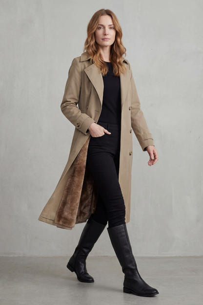 Carletta – Faux fur-lined trench – Double-breasted winter coat
