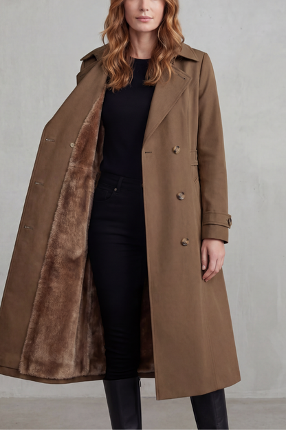 Carletta – Faux fur-lined trench – Double-breasted winter coat