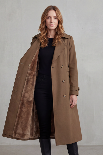 Carletta – Faux fur-lined trench – Double-breasted winter coat